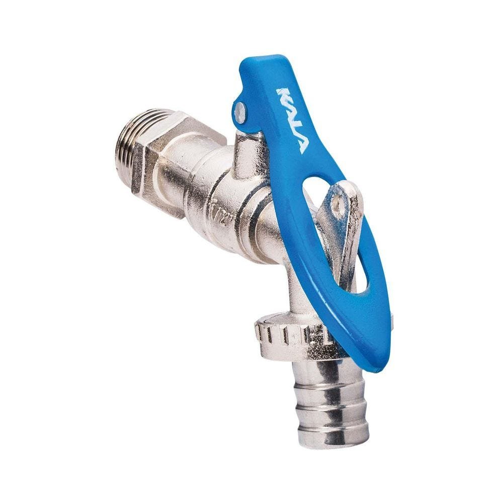 Torneira esfera metal com trava porta-cadeado 1/2\"x3/4\" - Kala - 1