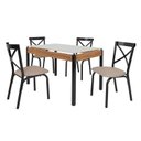 Ver imagem 2 de Conjunto Sala de Jantar Mesa 120cm x 77cm Tampo Vidro com 4 Cadeiras Karina Preto/Fosco/Bege