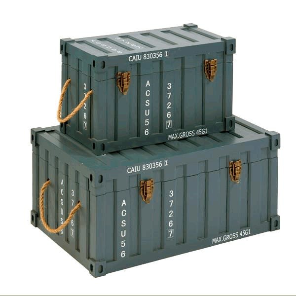 Conjunto Baú Decorativo Container Corda Cinza 2Pcs - 1