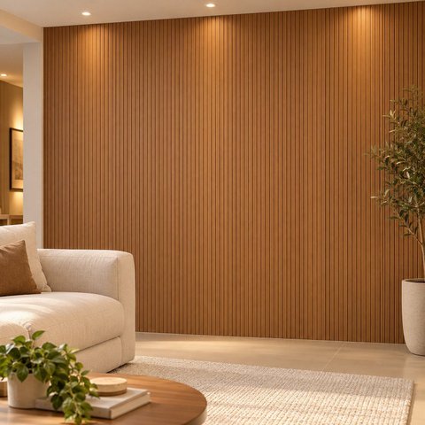 Kit 2 Placas de Painel Ripado Liso para Parede 250x36cm Cada – Cobertura 250x72cm