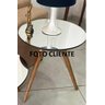 Mesa Canto Lateral Suporte Apoio Tampo 50 cm MDF Redonda PÉ Palito Tripé - PRETA ESPELHO / PÉS 50 CM - 2