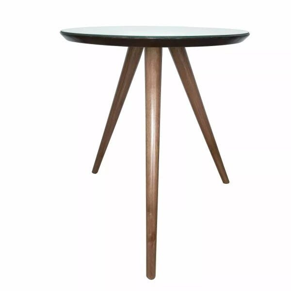Mesa Canto Lateral Suporte Apoio Tampo 50 cm MDF Redonda PÉ Palito Tripé - PRETA ESPELHO / PÉS 50 CM é boa?