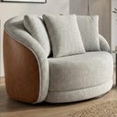 Ver imagem 2 de Poltrona Decorativa Maya Base Giratoria Linho e Courino Tcs 701 Tcs 727 Moll