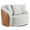 Ver imagem 1 de Poltrona Decorativa Maya Base Giratoria Linho e Courino Tcs 701 Tcs 727 Moll
