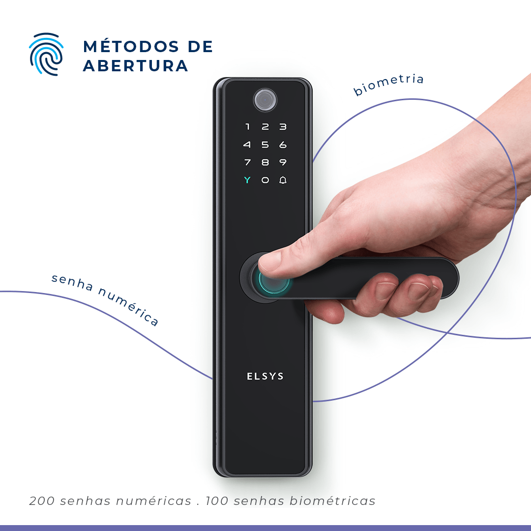 Fechadura Digital de Embutir Esf-de51001 Sax Preta Elsys - 3