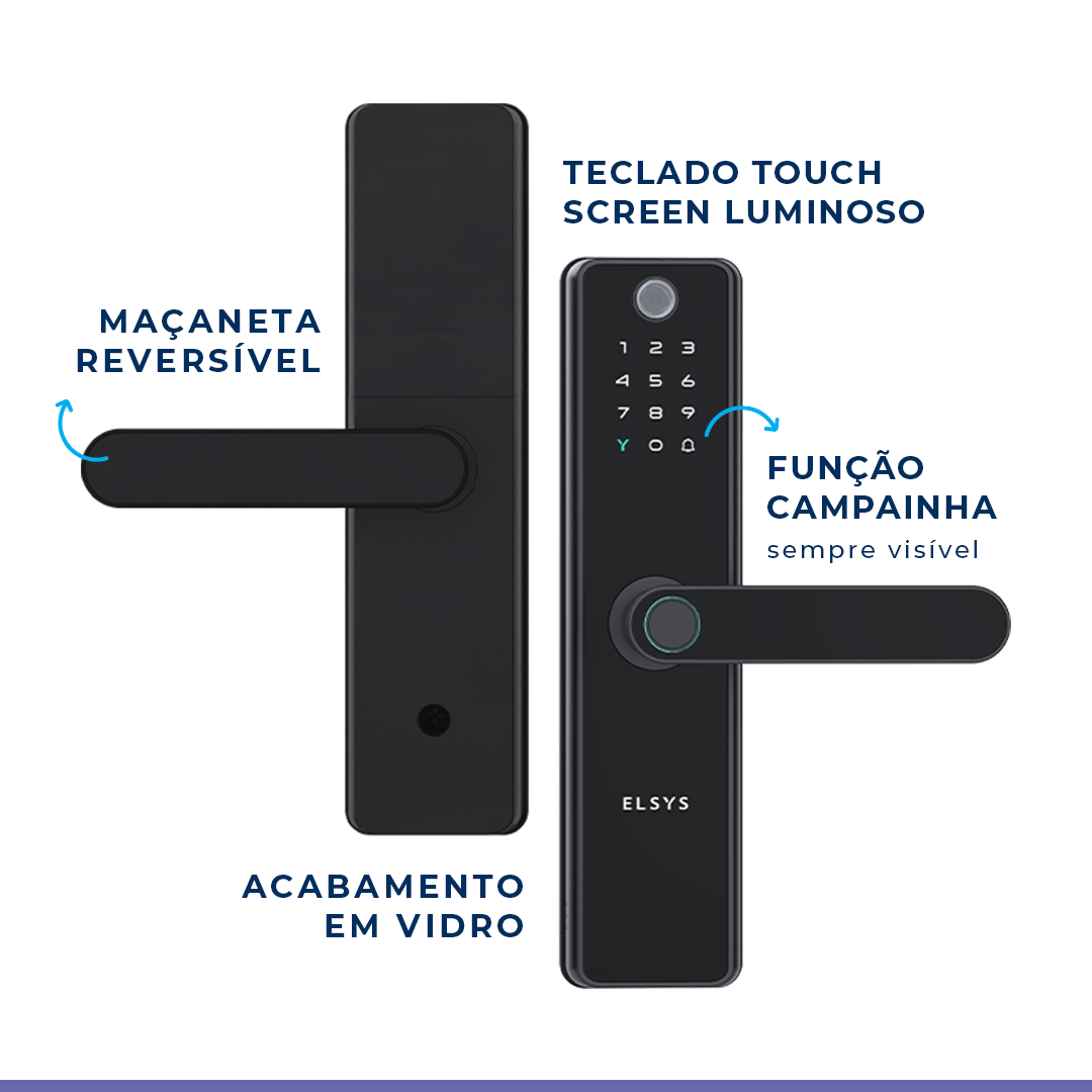 Fechadura Digital de Embutir Esf-de51001 Sax Preta Elsys - 7