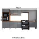 Ver imagem 4 de Armário de Cozinha Thalia 13 Portas 3 Gavetas Freijó/cinza/branco - Pnr Móveis
