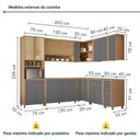 Ver imagem 3 de Cozinha 11 Peças Condessa Canto 100% MDF 14 Portas Cinza/Carvalho Titânio