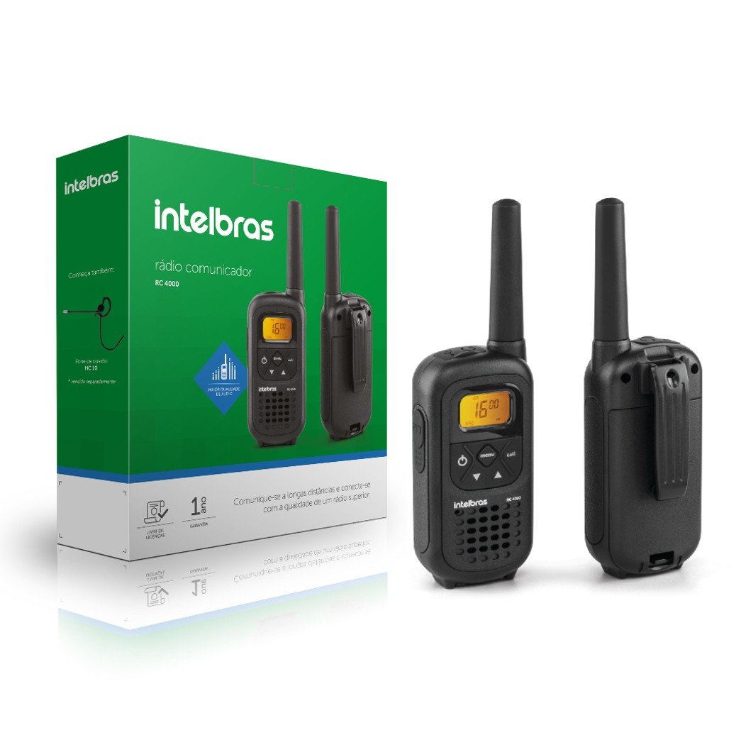 Kit 2 Radios Comunicador Intelbras RC 4002 Walkie Talkie Profissional FRS 26 Canais Longo Alcance 20 - 1
