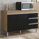 Ver imagem 3 de Balcão Gabinete Cozinha Andreia 100cm 2 Porta S-t Ajl Móveis Amêndoa Preto