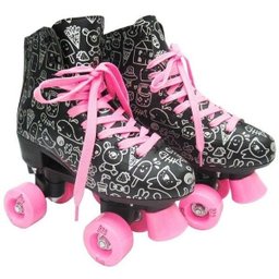 Patins Roller Estilo NEW Preto 4 Rodas Tamanho 36 DM TOYS DMR5860 T36 - 1