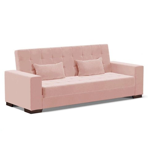 Sofá Cama 02 Lugares Lisboa Veludo - D’Rossi Cor Rose