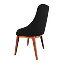 Ver imagem 3 de Kit 4 Cadeiras De Jantar Estofada Elisa Anatômica Veludo Preto Base Madeira Maciça Mel Preto