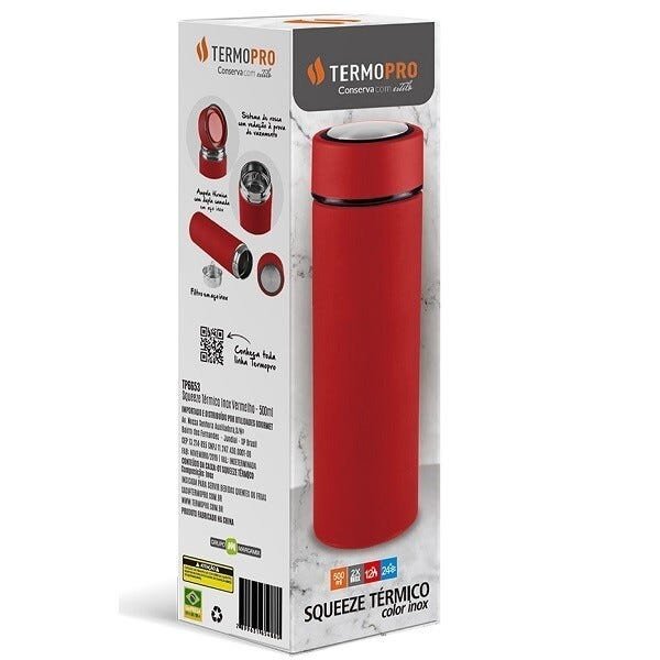 Squeeze Térmico INOX Vermelho 500ML Termopro TP6553 - 5