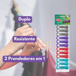 12 Prendedores de Roupa Duplo com Gancho Esfrebom - Inovador - 2