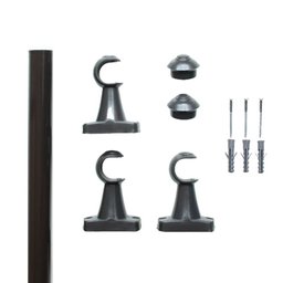 Kit Varão para Cortina 2 Metros Preto Compacto para Sala e Quarto - 2