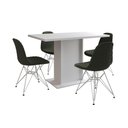 Ver imagem 6 de Mesa Jantar Londres Tampo Branco 120cm 4 Cadeiras Ferro Branco Estofado Verde