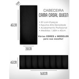 Kit 8 Módulos Cabeceira de Cama Box Casal Queen Estofada  1,60mx45cm - 4