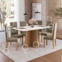 Ver imagem 6 de Sala de Jantar Mesa Isa 160cm Vidro 6 Cadeiras Laura Cinza/Mel/Caramelo/Off White