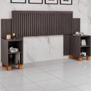 Ver imagem 1 de Cabeceira Box Mumbai Ripada Ajustável com Nicho Extensível para Cama Casal e Queen - Mocaccino