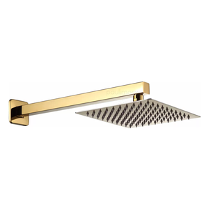 Ducha Chuveiro Gás Solar Quadrada Slim 20x20 com Braço de Parede Gold Dourado Luxo Metal Premium