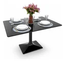 Ver imagem 1 de Mesa Jantar Saarinen Retangular 140x80cm Laca Preta + Vidro Personal Art Design