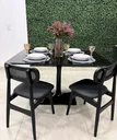 Ver imagem 2 de Mesa Jantar Saarinen Retangular 140x80cm Laca Preta + Vidro Personal Art Design