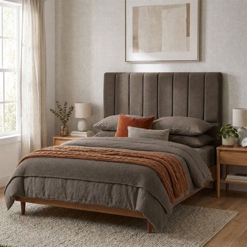 Cabeceira para Cama Casal Estofada 1,38 ,Mts Mel Vilajo: Suede Marrom