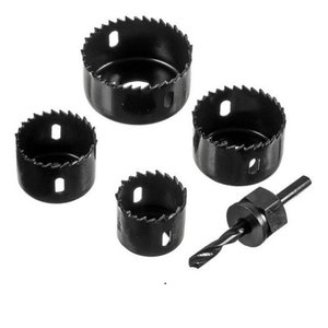 Kit Serra Copo 6 Pcs Jogo Ferramenta Furo Profissional MDF Madeira Aço Carbono Furadeira Marcenaria 