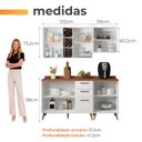 Ver imagem 3 de Armário de Cozinha Completa com Adega 6 Portas 3 Gavetas Favorita Branco / Natura