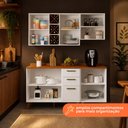 Ver imagem 5 de Armário de Cozinha Completa com Adega 6 Portas 3 Gavetas Favorita Branco / Natura