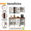Ver imagem 4 de Armário de Cozinha Completa com Adega 6 Portas 3 Gavetas Favorita Branco / Natura