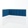 Conjunto Cabeceira Painel Estofada para Cama de Solteiro - Azul - 4