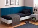 Ver imagem 1 de Conjunto Cabeceira Painel Estofada para Cama de Solteiro - Azul