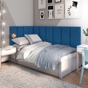 Ver imagem 2 de Conjunto Cabeceira Painel Estofada para Cama de Solteiro - Azul