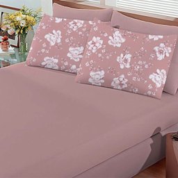 Jogo de Cama Buettner Queen Moema Malha 3 Peças Basic Rosê - 1