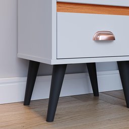 Mesa de Cabeceira Retrô Mesinha Pequena Canto Quarto Lateral Cama 2 Gavetas Nicho - Branco - 7