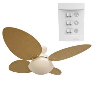 VENTILADOR DE TETO ALISEU VIME COM PÁS DE MADEIRA CONTROLE PAREDE 220V