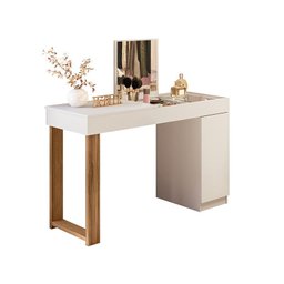 Escrivaninha Penteadeira Love com 1 Porta e Tampo de Vidro Branco/cinamomo Mel - 1