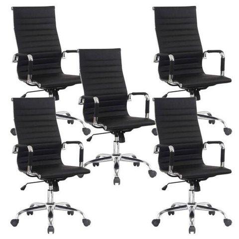 Conjunto 5 Cadeiras para Escritório Presidente Giratória Style Charles Eames