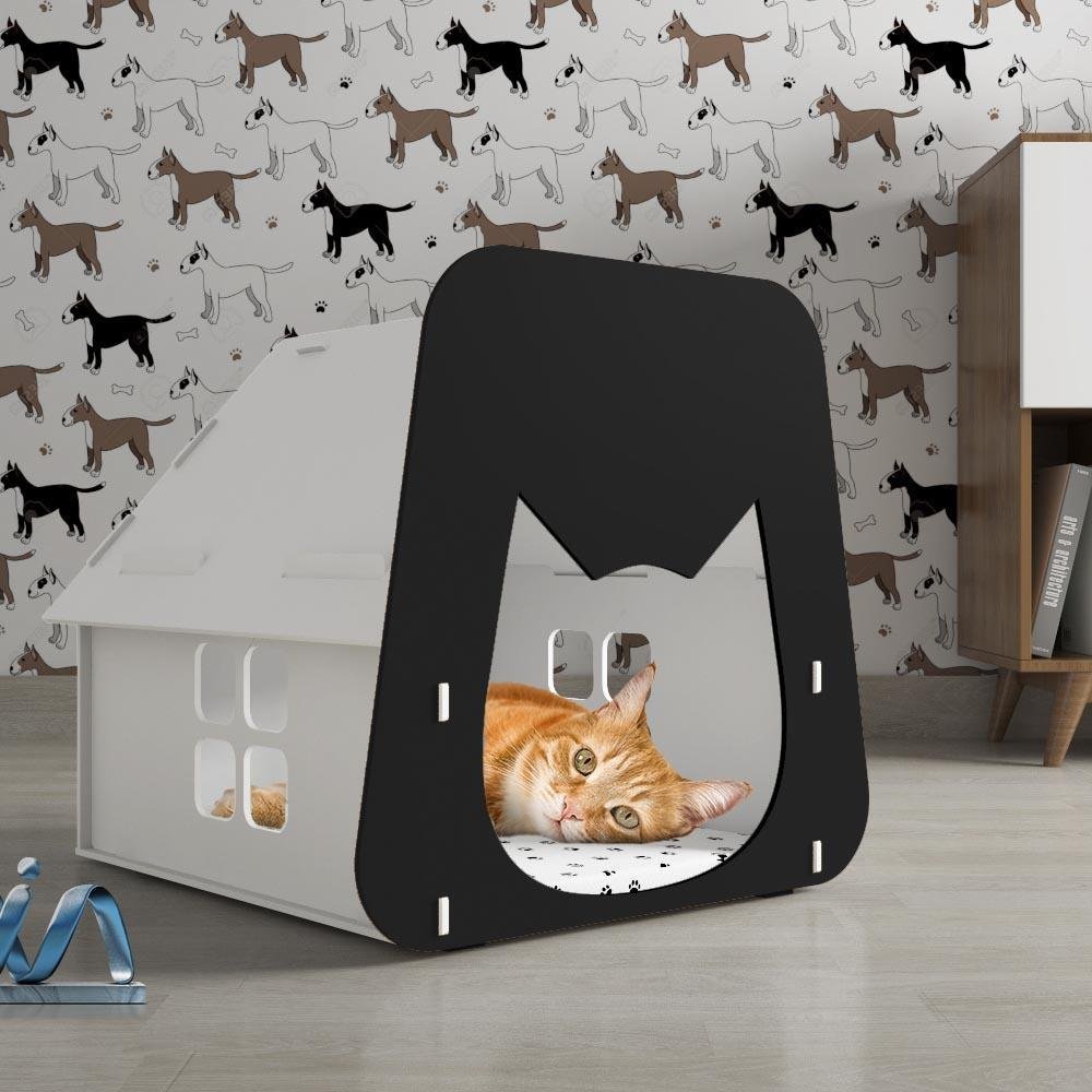 Caminha para Gato: Mdf Branco/preto House Ides | MadeiraMadeira