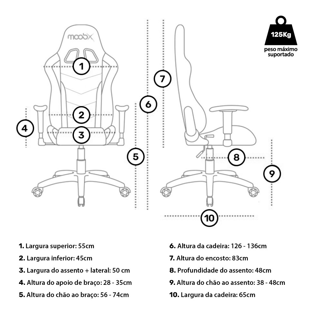 Cadeira Gamer Moobx Thunder Preto e Azul - 5