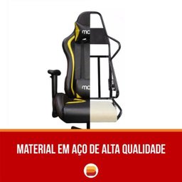 Cadeira Gamer MoobX Thunder Reclinável C/ Almofadas para Lombar e Pescoço Preto/Amarelo - 7