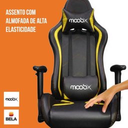 Cadeira Gamer MoobX Thunder Reclinável C/ Almofadas para Lombar e Pescoço Preto/Amarelo - 2