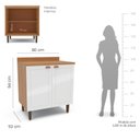 Ver imagem 3 de Balcão para Cozinha 2 Portas 80cm sem Tampo Pérola Branco/Freijó Yescasa