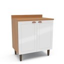 Ver imagem 2 de Balcão para Cozinha 2 Portas 80cm sem Tampo Pérola Branco/Freijó Yescasa