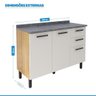 Balcão Cozinha Itatiaia New Jazz 3 Portas 2 Gavetas Off White com Tampo - 2