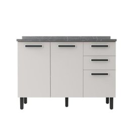 Balcão Cozinha Itatiaia New Jazz 3 Portas 2 Gavetas Off White com Tampo - 1