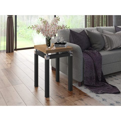 Mesa Lateral Malva Preto Tampo Madeira BP De 41 x 41 cm Artefamol