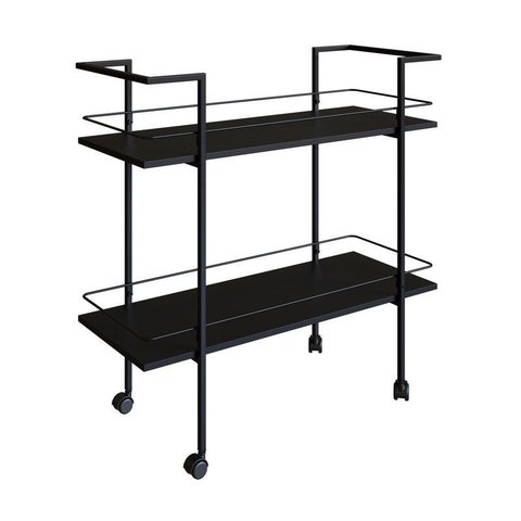 Carrinho Bar Estilo Industrial com 2 Prateleiras P1036 Preto